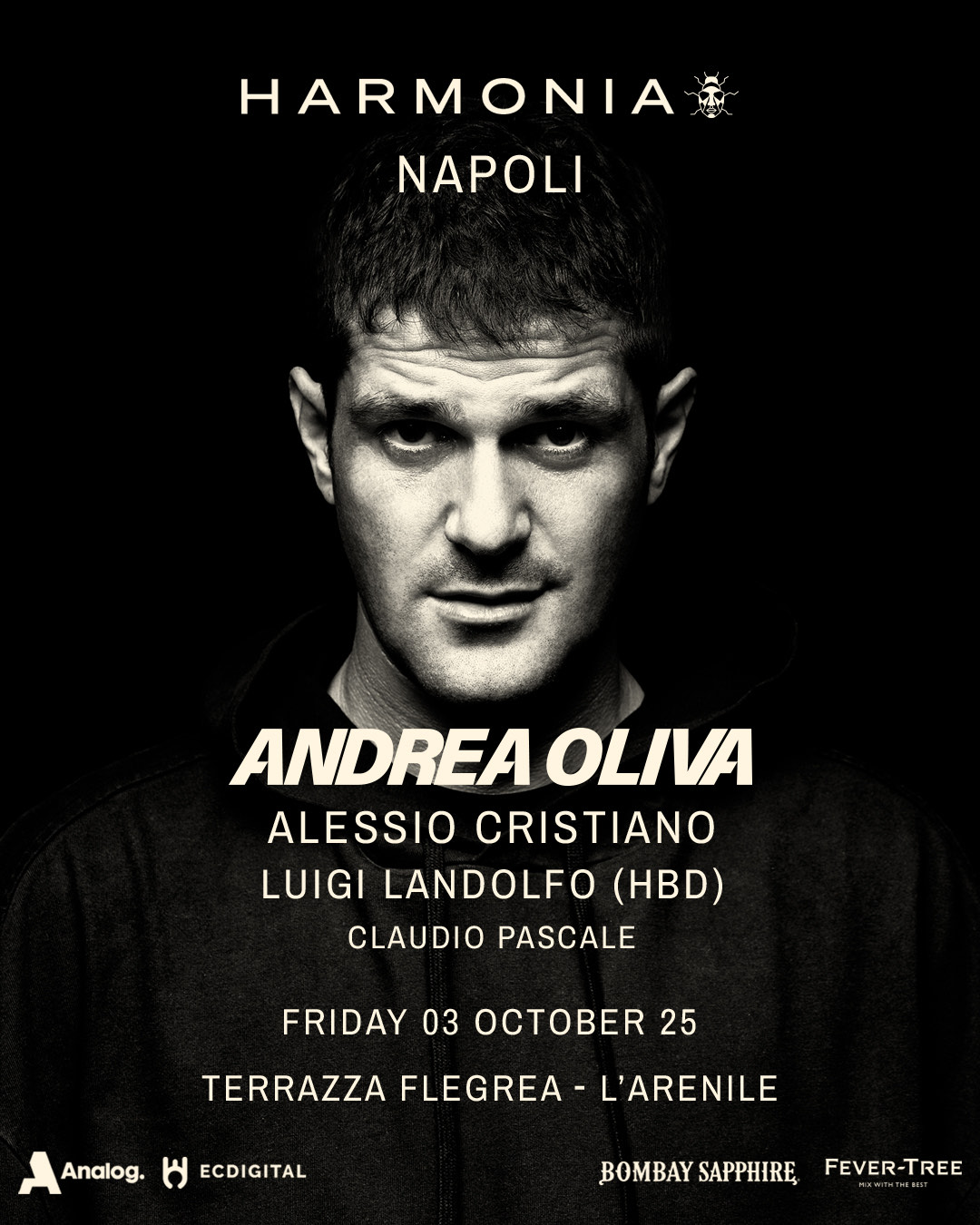 Locandina Harmonia Arenile · Napoli 3 ottobre 2025
