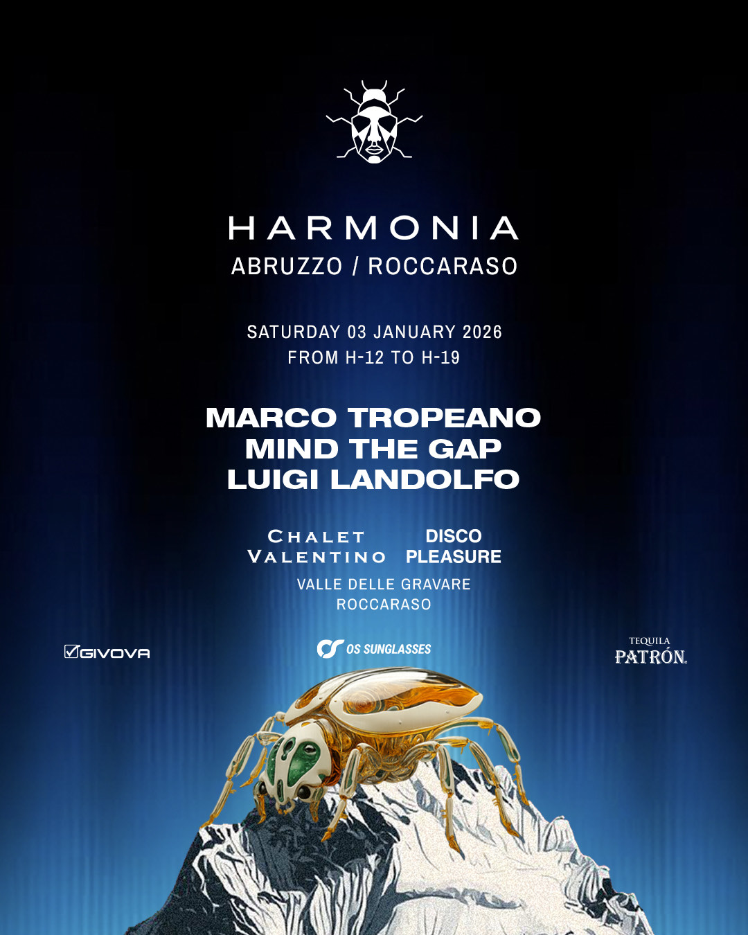Locandina Harmonia Chalet Valentino · Roccaraso 3 gennaio 2026