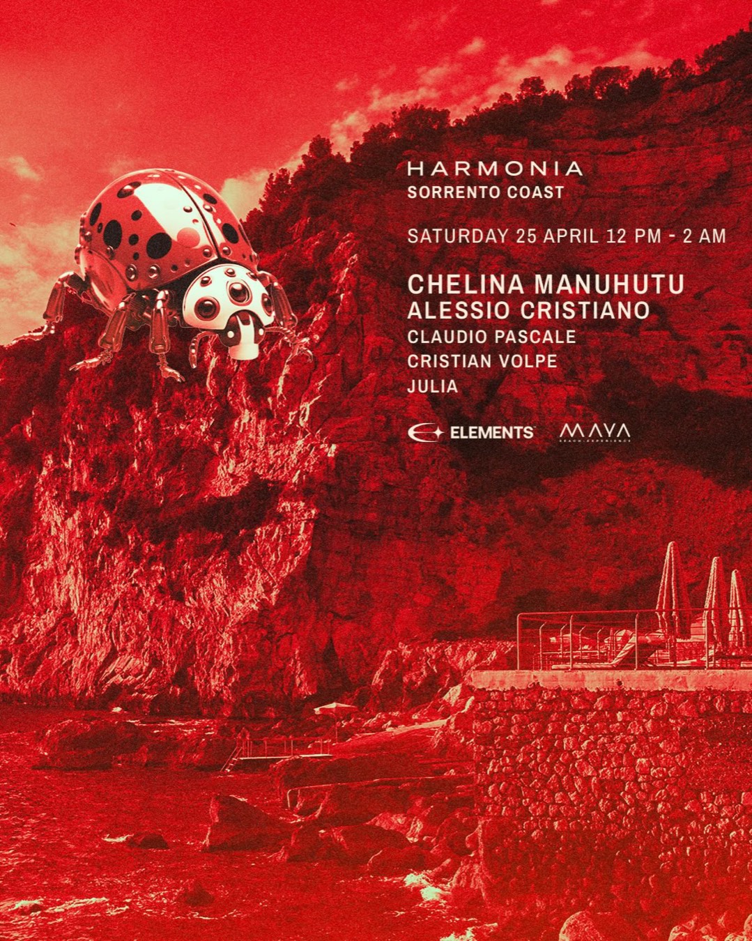 Locandina Harmonia Maya · Sorrento 25 aprile 2026